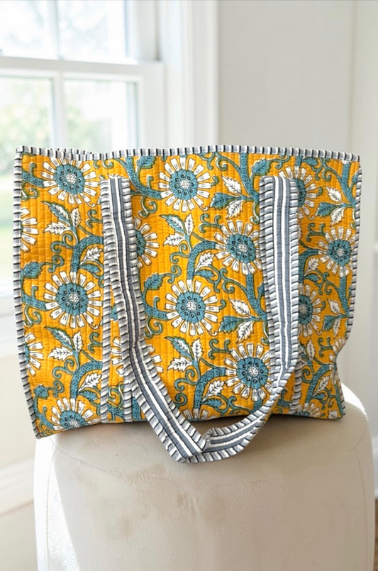 Rourke Yellow Floral Patterned Tote Bag