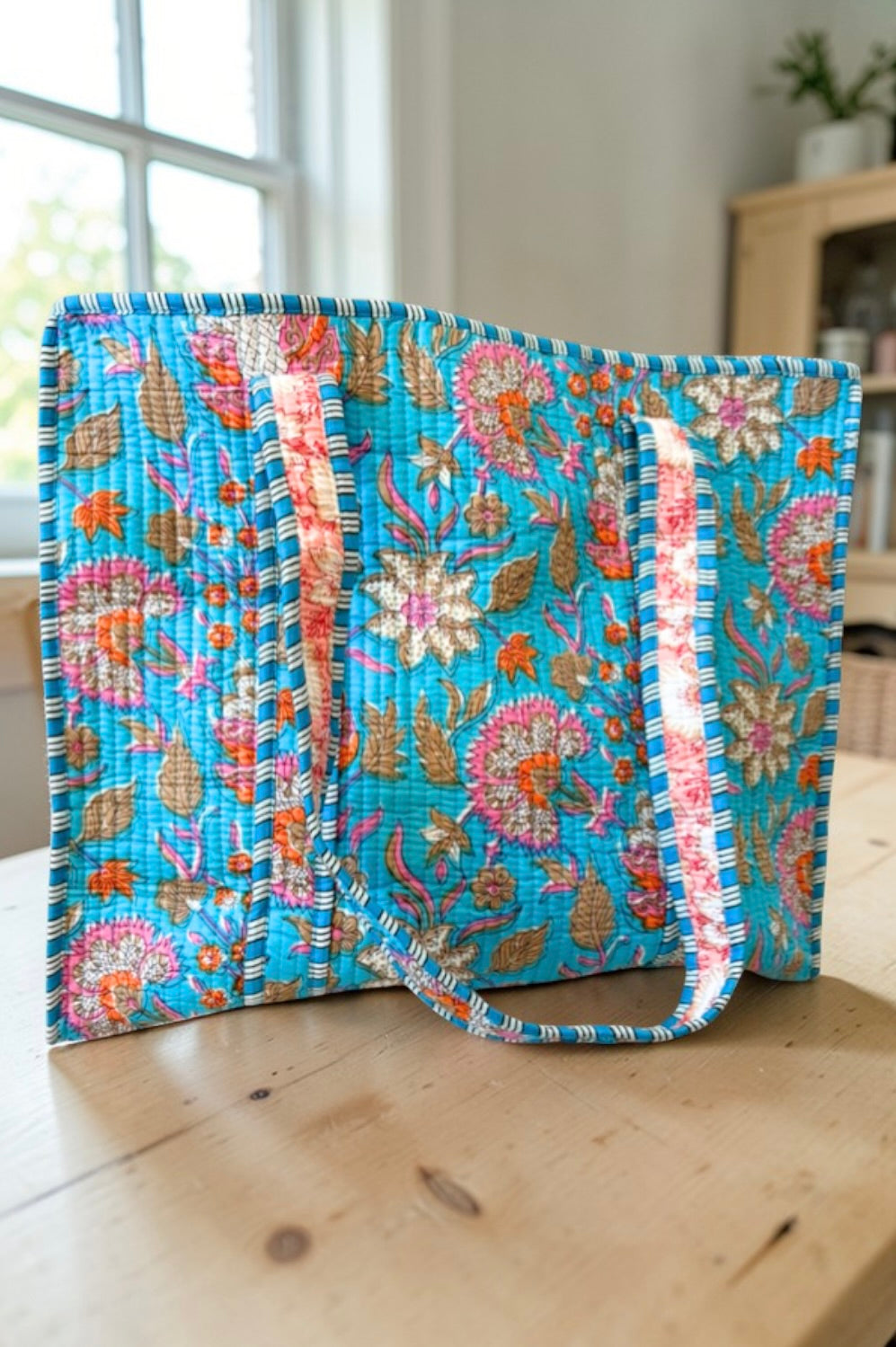 Beck Bright Blue Floral Tote Bag