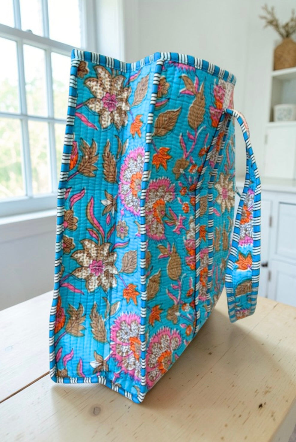 Beck Bright Blue Floral Tote Bag