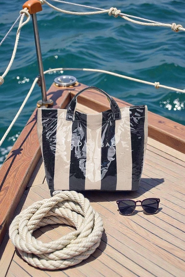 PREORDER Navy and Beige Striped TOTE BAG