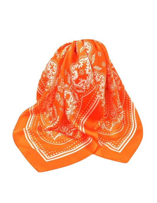 Orange Satin Bandana Scarf