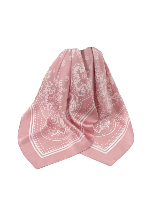 Pink Satin Bandana Scarf