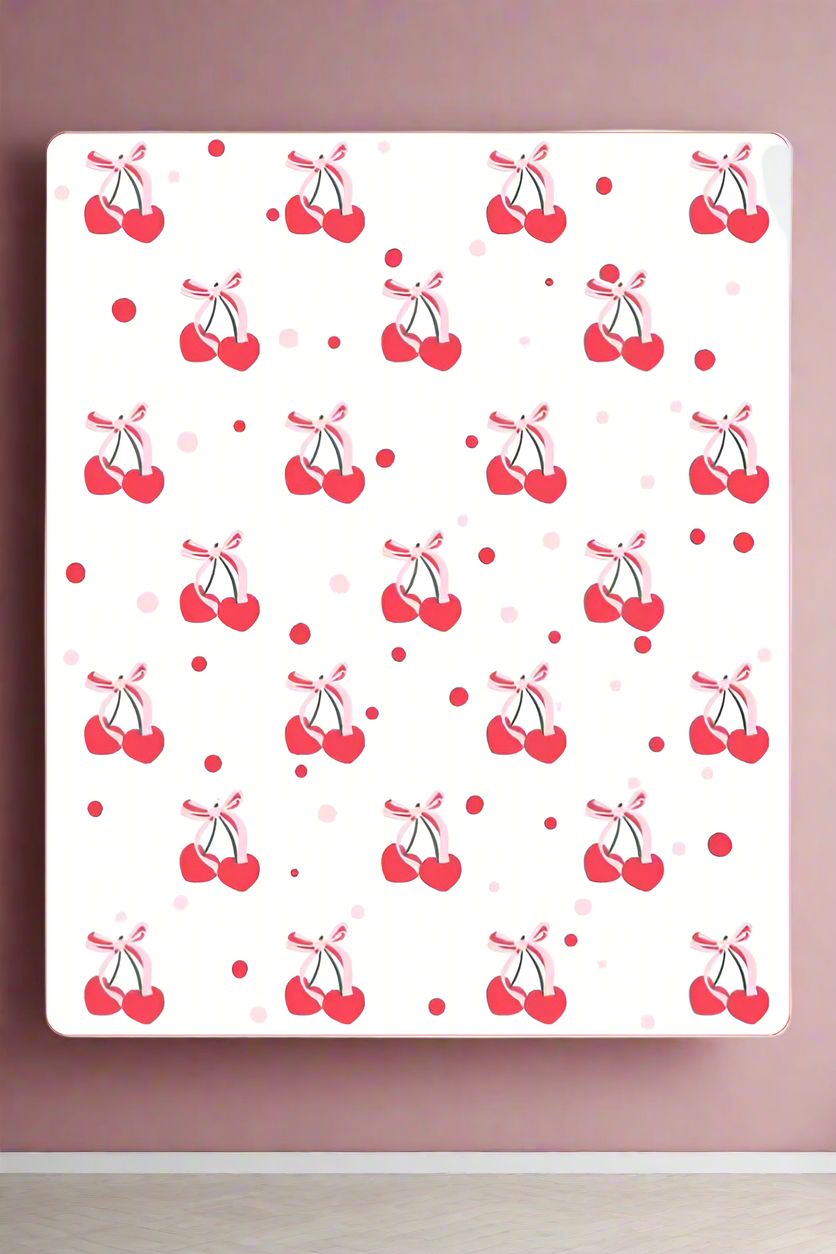 PREORDER Cherries with Bow Luxury Blanket