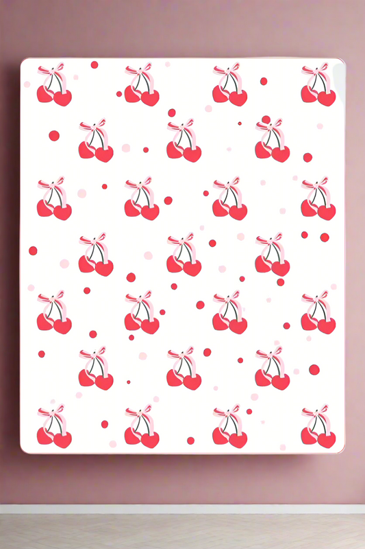 PREORDER Cherries with Bow Luxury Blanket