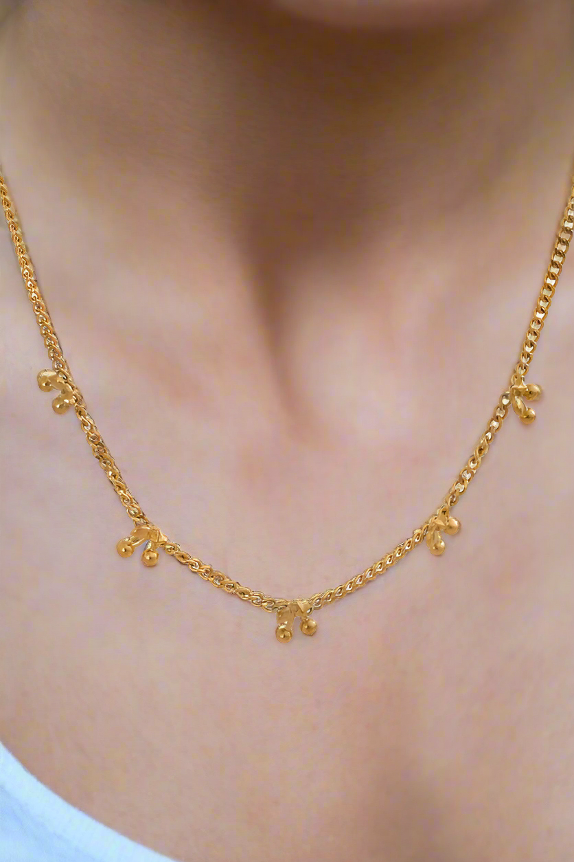 Cindy Gold Cherry Charm Necklace