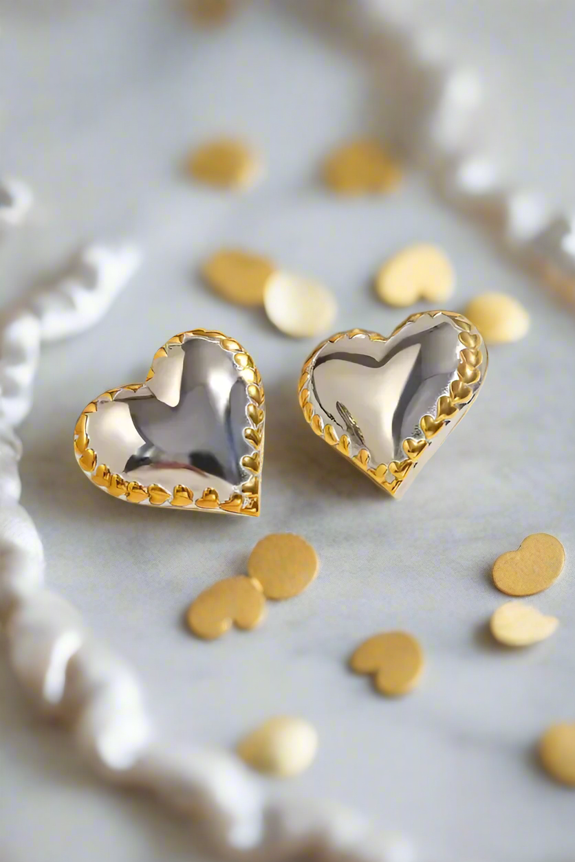 Frankie Mixed Metal Heart Stud Earrings