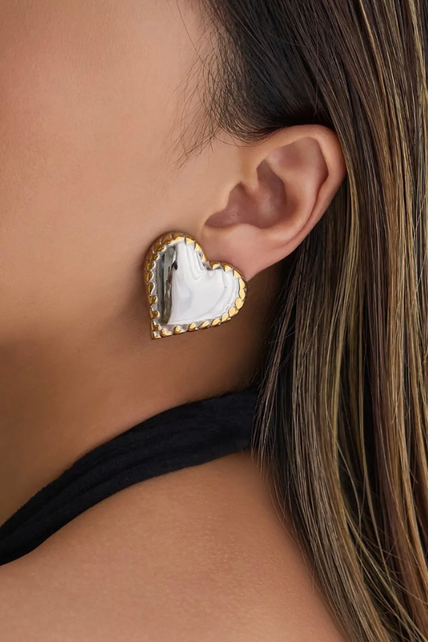 Frankie Mixed Metal Heart Stud Earrings