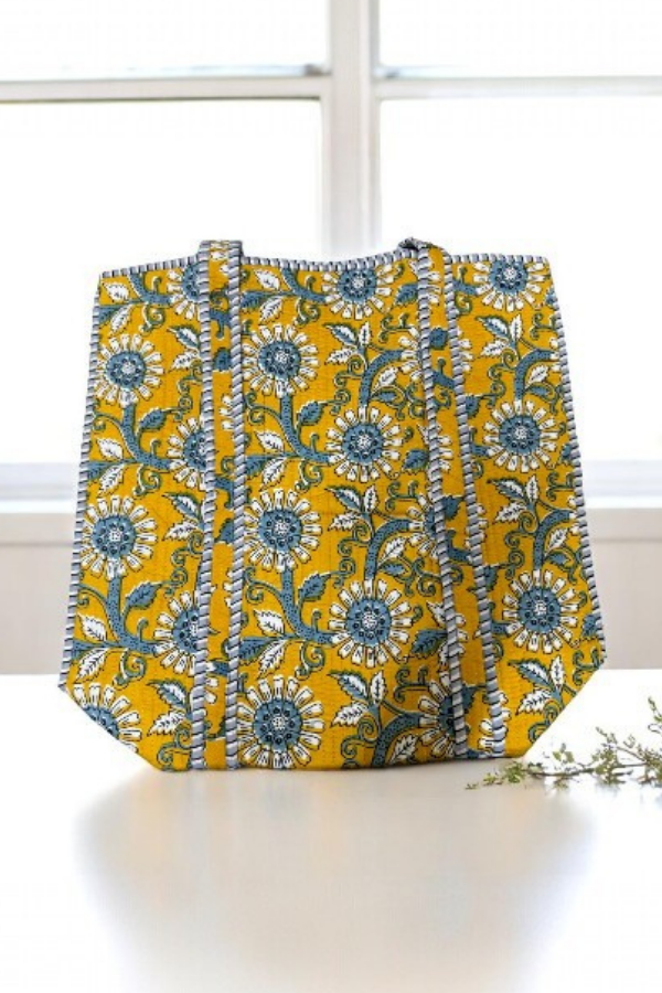 Rourke Yellow Floral Patterned Tote Bag