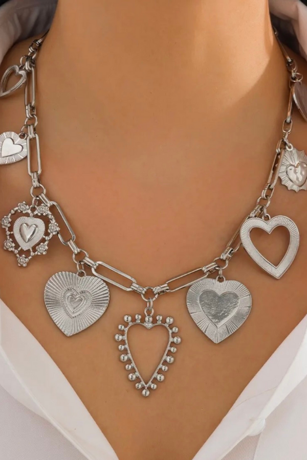 Casey Silver Heart Charm Necklace
