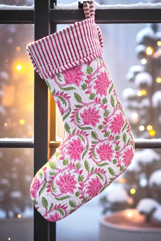 PREORDER Ivy Pink Floral Holiday Stocking
