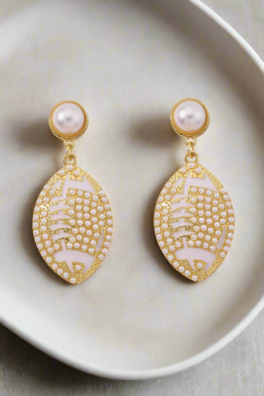 PREORDER Gold Pearl Football Earrings