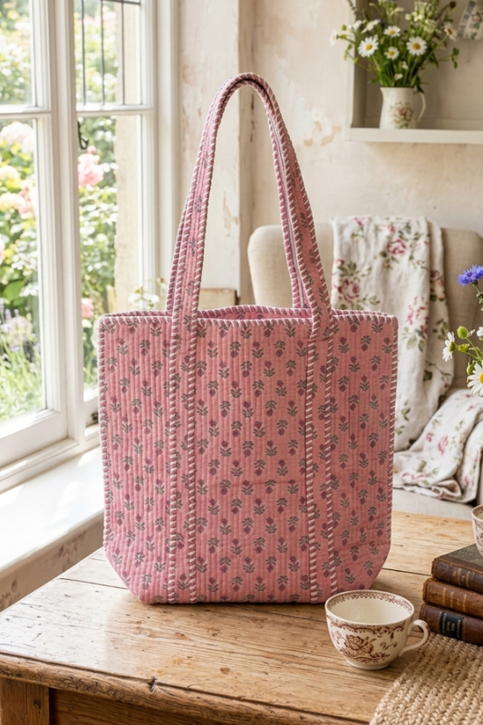 Zoe Pink Floral Tote Bag PREORDER
