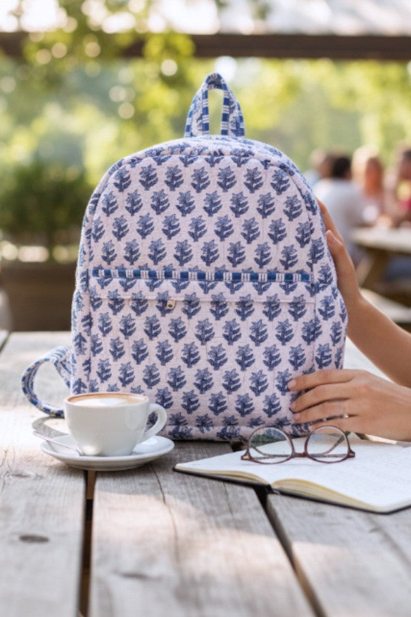 Beau Blue Floral Print Backpack
