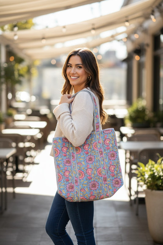 September Haze Floral Tote Bag