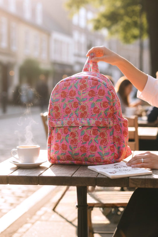 Georgina Pink Floral Print Backpack