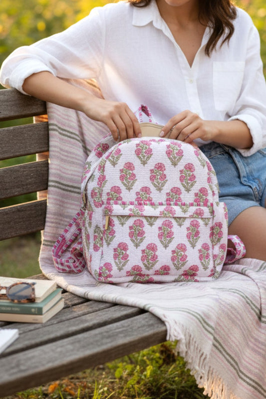 Cassie Pink Floral Print Backpack