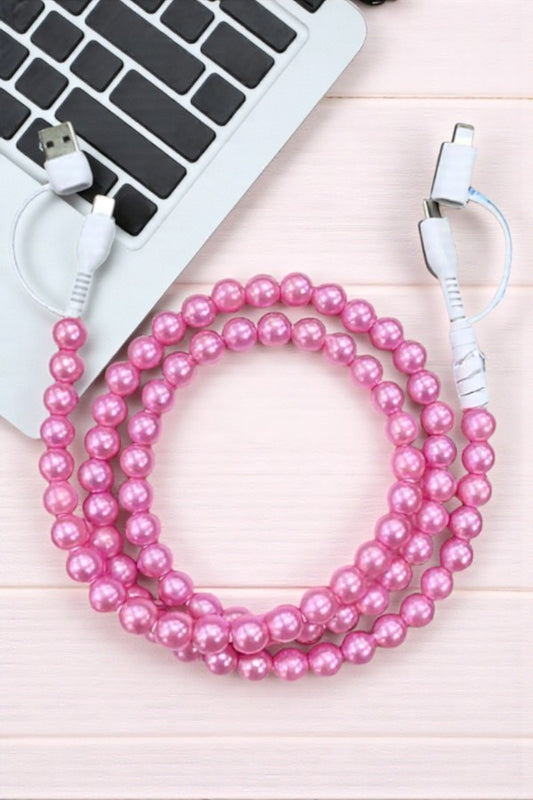 PREORDER Updated Pink Pearl Cord Phone Charger