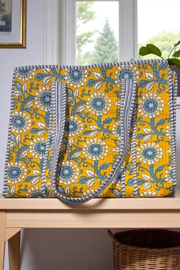 Rourke Yellow Floral Patterned Tote Bag