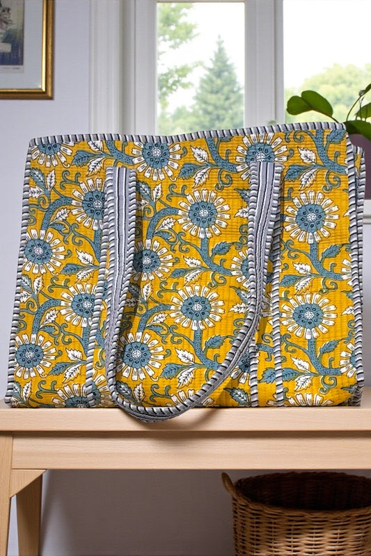 Rourke Yellow Floral Patterned Tote Bag