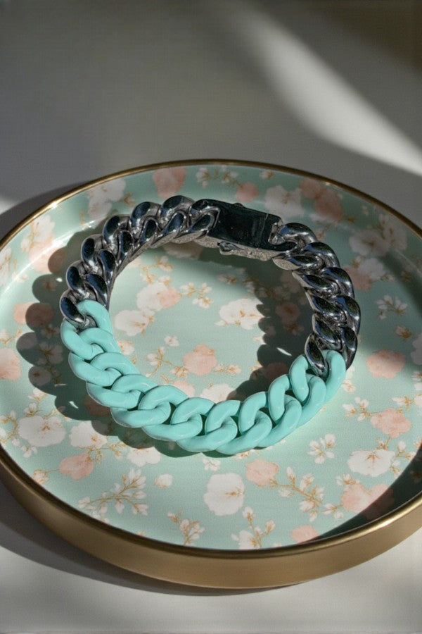 Victoria Mint and Silver Link Bracelet