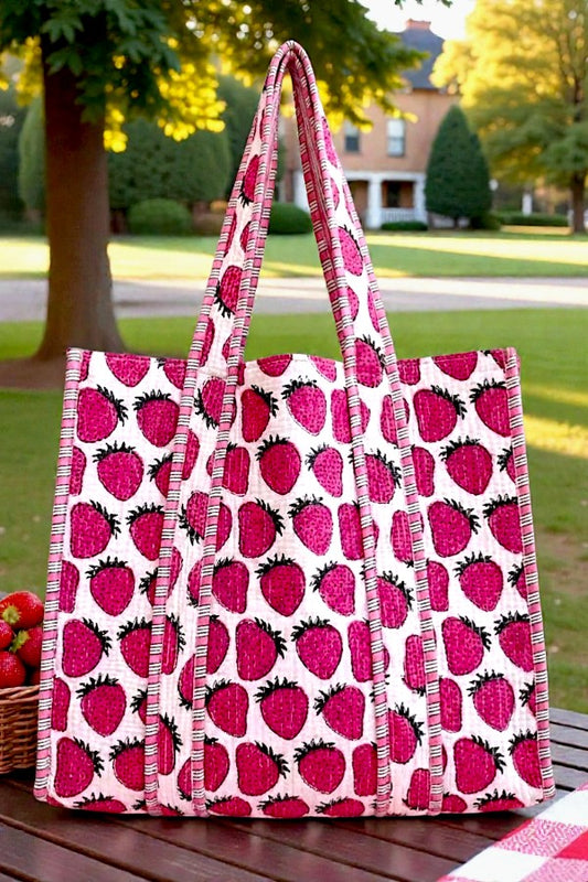 PREORDER Addison Strawberry Print Tote Bag