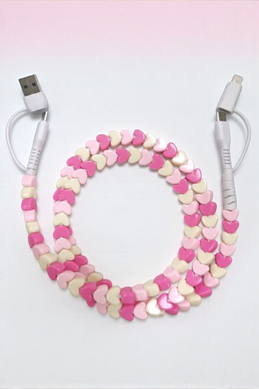 PREORDER Updated Heart Beaded Cord Phone Charger