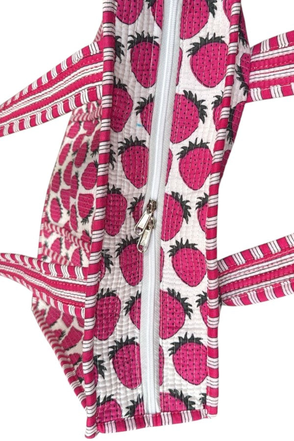 Addison Strawberry Print Tote Bag