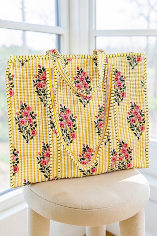 PREORDER Wrenlee Yellow Floral Tote Bag