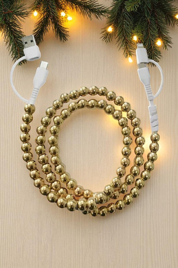 PREORDER Updated Gold Beaded Cord Phone Charger