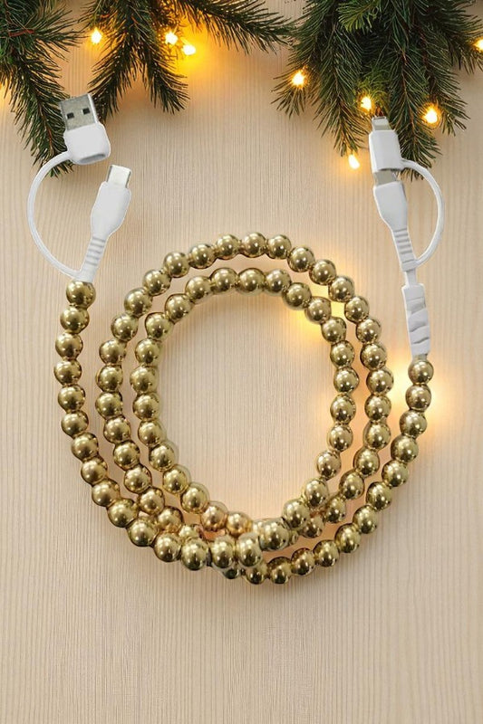 PREORDER Updated Gold Beaded Cord Phone Charger