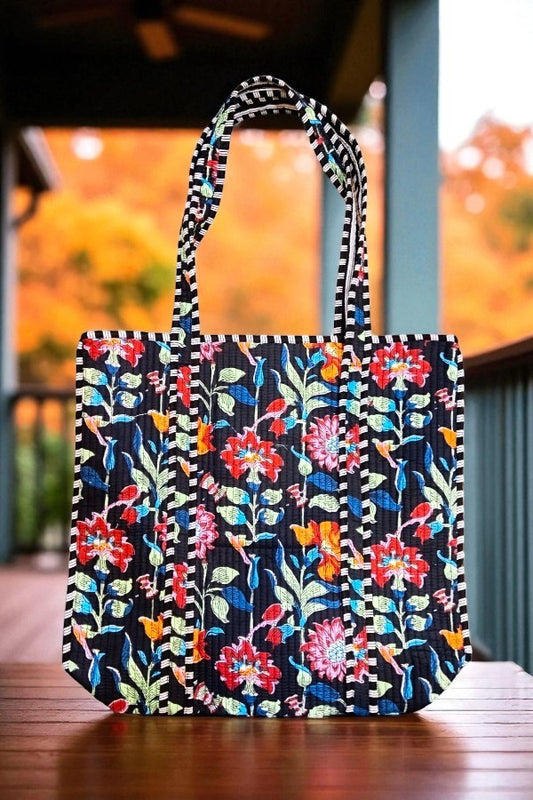 PREORDER Lennox Black Floral Tote Bag