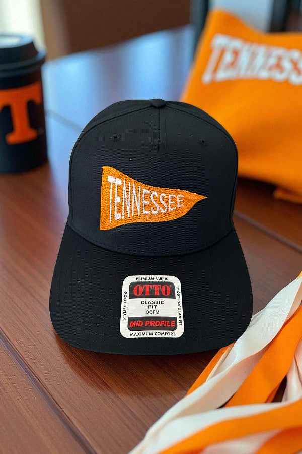 Tennessee Banner Black Embroidered Hat