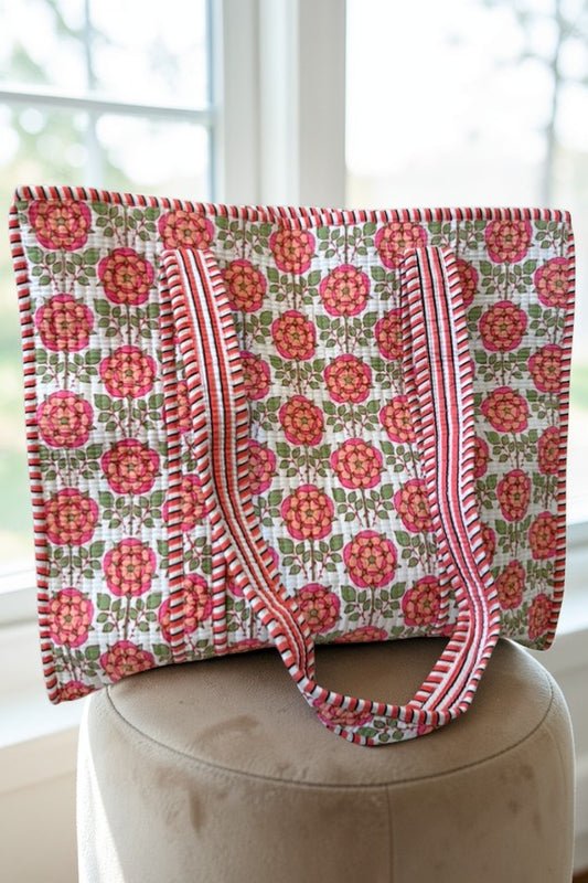 Cali Pink Floral Tote Bag