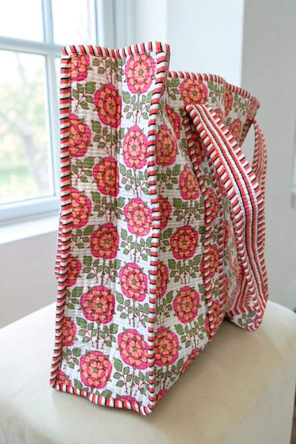 Cali Pink Floral Tote Bag